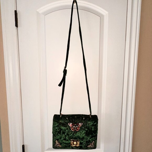 Aldo Velvet Green Shoulder Purse - Picture 2 of 8
